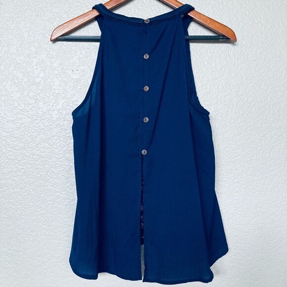 Miss Me Boho Sheer Lace Open Back Top M - Picture 4 of 4